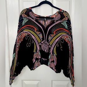 FREE PEOPLE BOHO GYPSY LONG SLEEVE FLOWY TOP